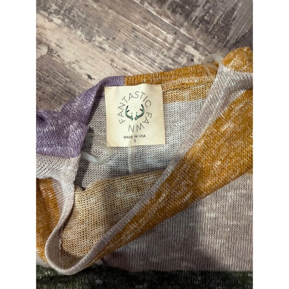 Fantastic Fawn Striped Dolman Sleeve Lightweight Mardi Gras Sweater Top Women S - Picture 3 of 5